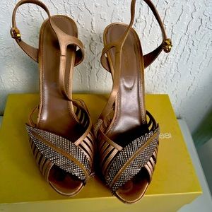 Sergio Rossi Champaign Sandal with crystals